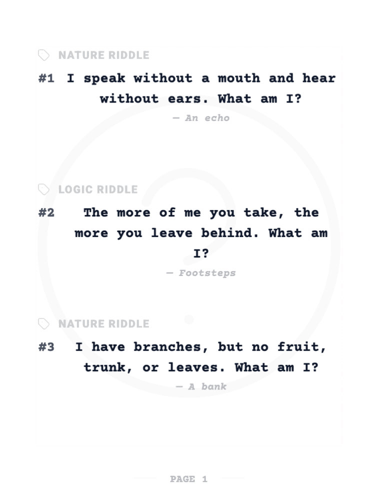 Riddle Layout