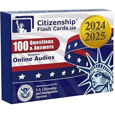US Citizenship Flash Cards 2024: Naturalization Test Study Guide with 100 USCIS Questions and Answers Flashcards Includes Online Audios
