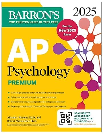 AP Psychology Premium, 2025: Prep Book for the New 2025 Exam with 3 Practice Tests + Comprehensive Review + Online Practice (Barron's AP Prep)
