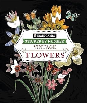 Brain Games - Sticker by Number - Vintage: Flowers (28 Images to Sticker)