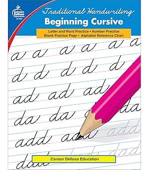 Carson Dellosa Beginning Cursive Handwriting Workbook for Kids Ages 7+, Letters, Numbers, and Sight Words Handwriting Practice, Grades 2-5 Cursive Handwriting Workbook, (Traditional Handwriting)