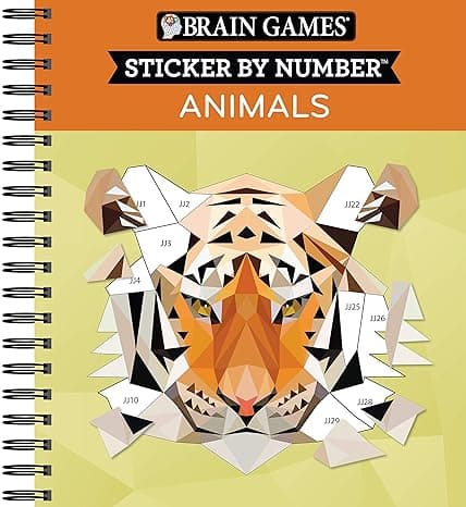 Brain Games - Sticker by Number: Animals - 2 Books in 1 (42 Images to Sticker)