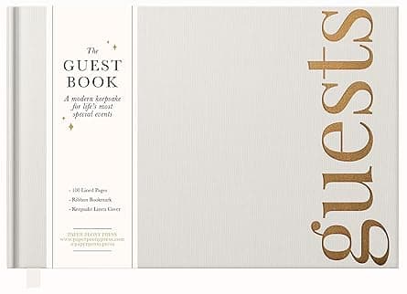 Guest Book: Beautiful Keepsake for Life’s Special Events - Sign In Book for Wedding Reception, Baby Shower, Funeral and Vacation Home - 100 Pages, Ribbon Bookmark and Gold Foil