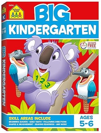 School Zone Big Kindergarten Workbook: 320 Pages, Ages 5 to 6, Early Reading, Early Math, Writing, Numbers 0-20, Alphabet, Sight Words, Matching, Story Order, and More