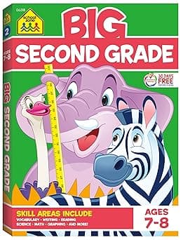 School Zone - Big Second Grade Workbook - 320 Pages, Ages 7 to 8, 2nd Grade, Word Problems, Reading Comprehension, Phonics, Math, Science, and More (School Zone Big Workbook Series)