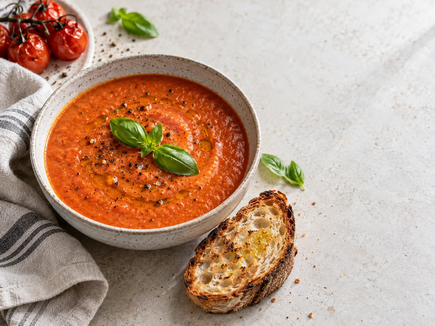 Cookbook sample: roasted tomato and basil soup