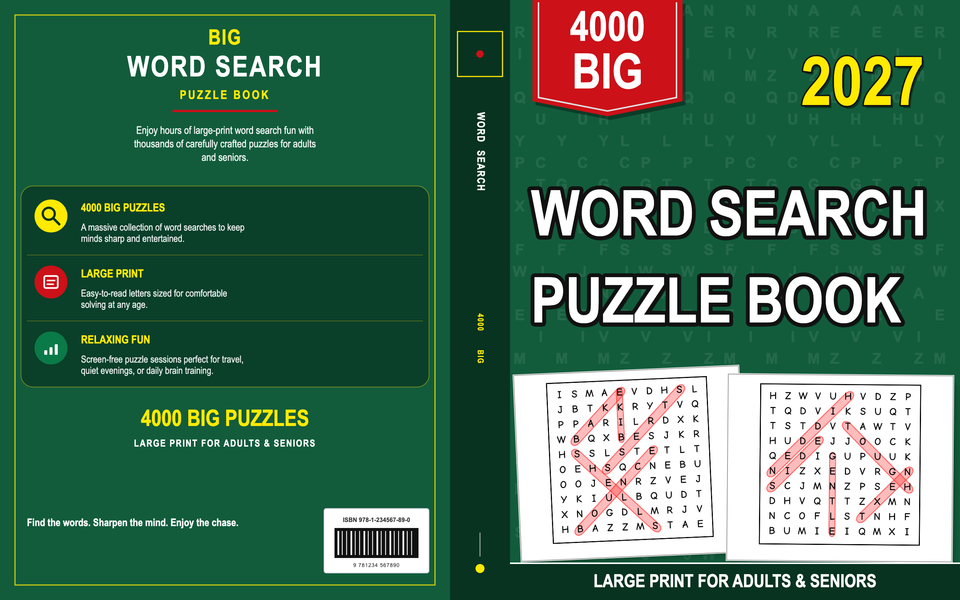 Big Word Search Puzzle Book cover template preview