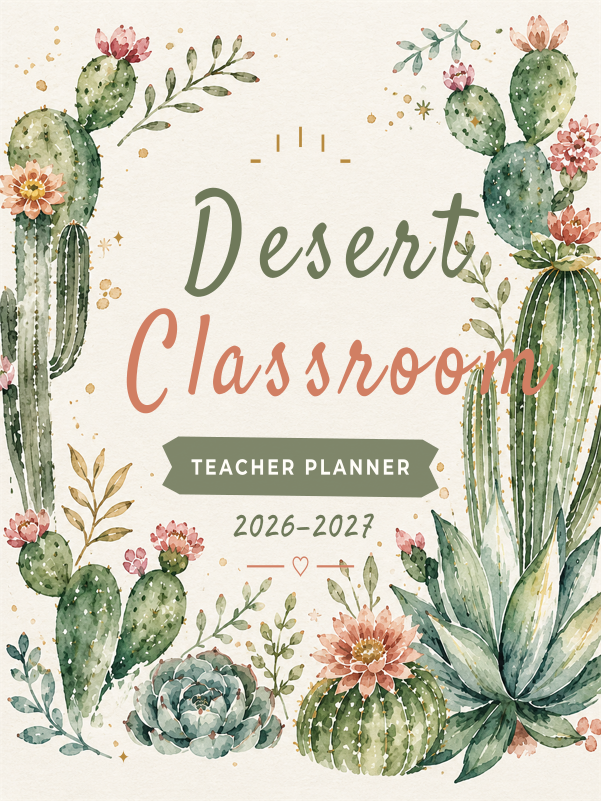 Desert Classroom Teacher Planner cover template preview