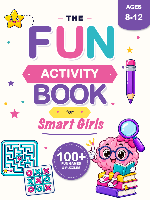 Fun Activity Book for Smart Girls cover template preview