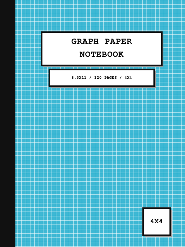 Classic Blue Graph Paper Notebook cover template preview