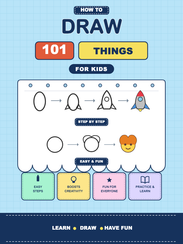 How to Draw 101 Things for Kids cover template preview