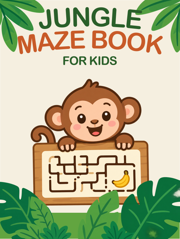 Jungle Maze Book for Kids cover template preview