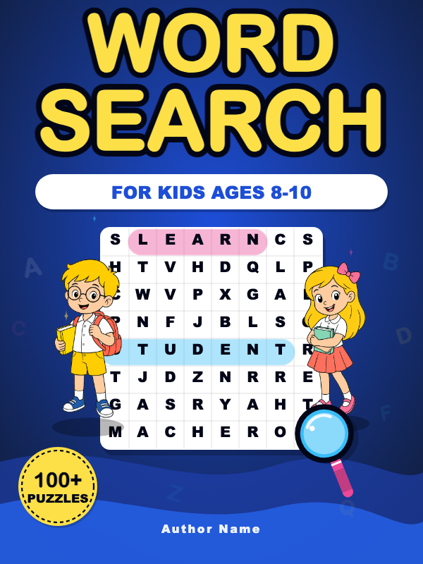 Kids Word Search Adventure cover template preview