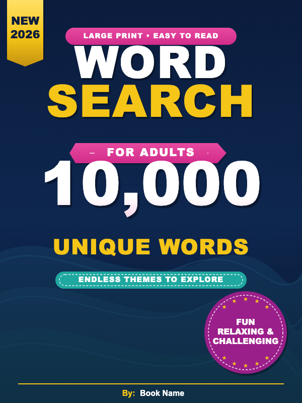 Midnight Word Search Adults cover template preview