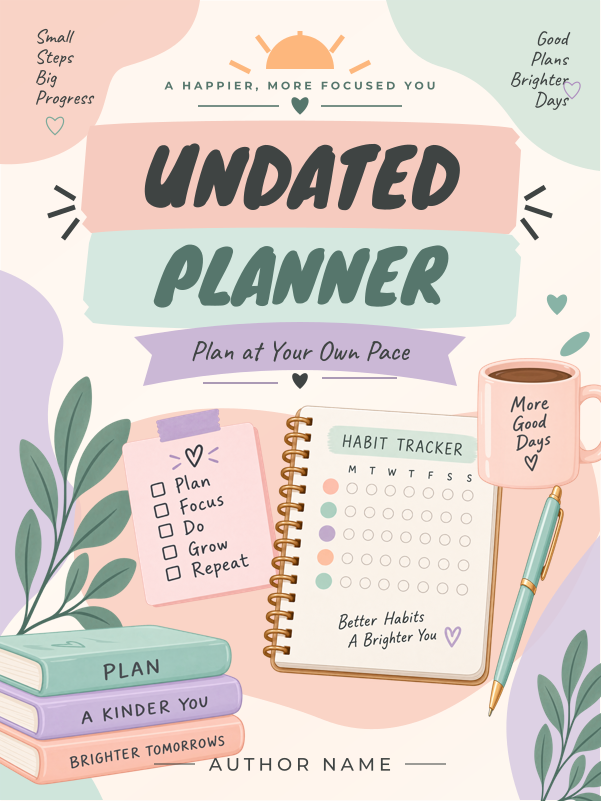Playful Undated Planner cover template preview