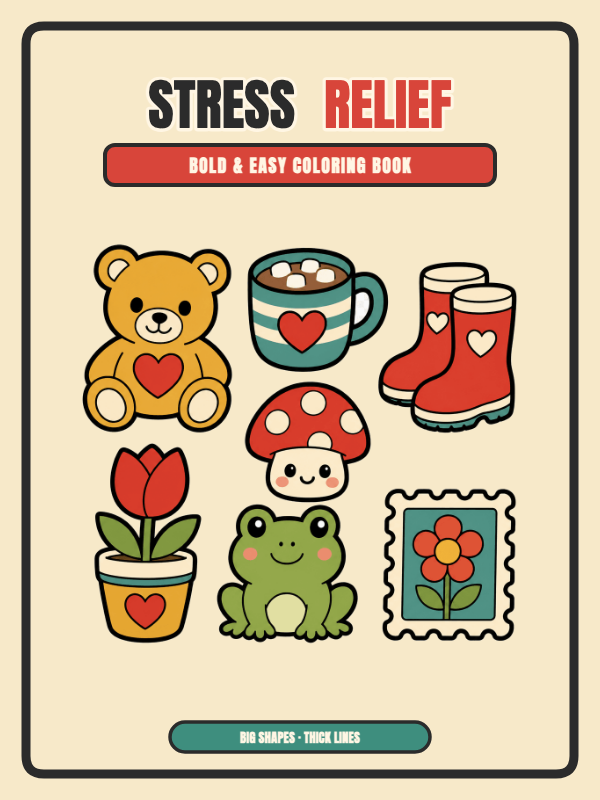 Stress Relief Bold & Easy cover template preview