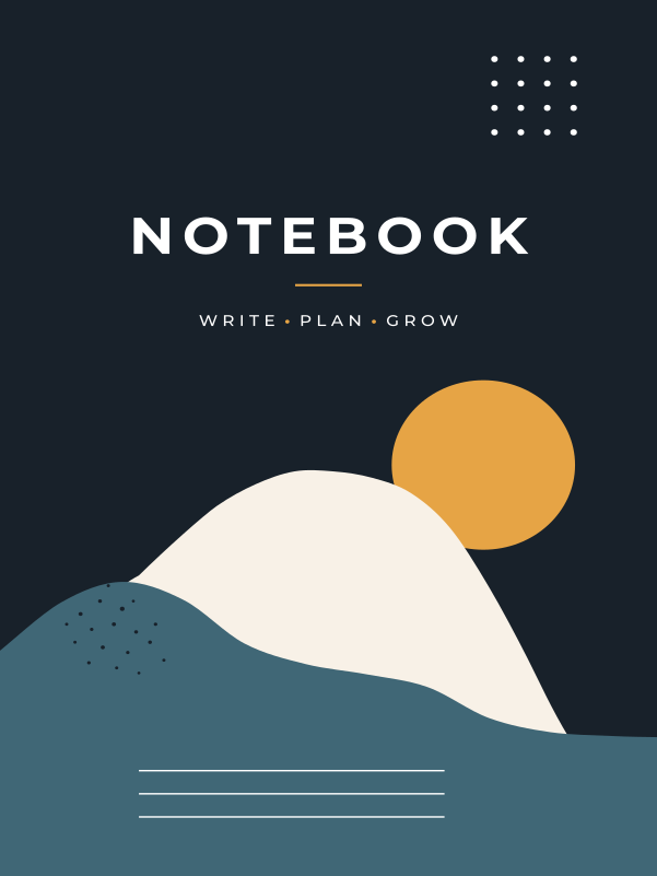 Teal Mountain Notebook cover template preview