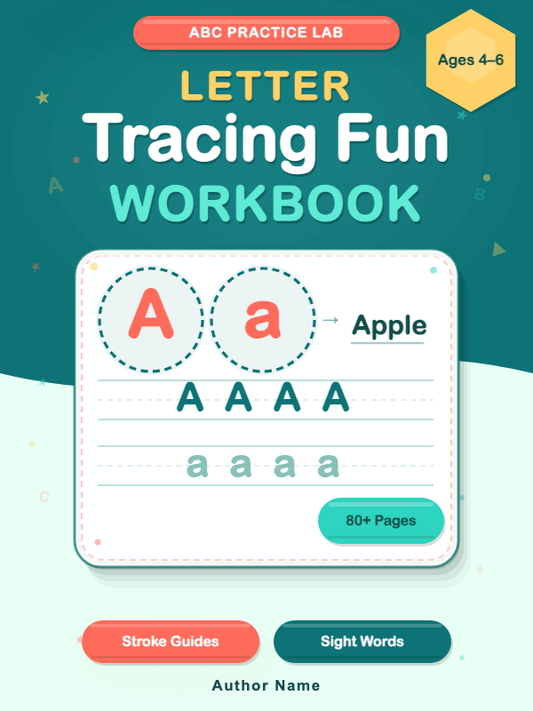 Trace Letters Alphabet Workbook cover template preview