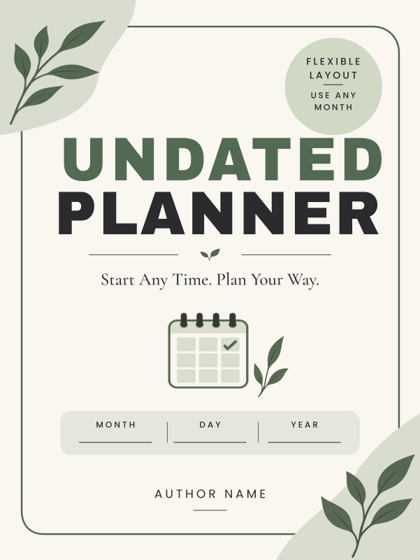 Undated Planner cover template preview